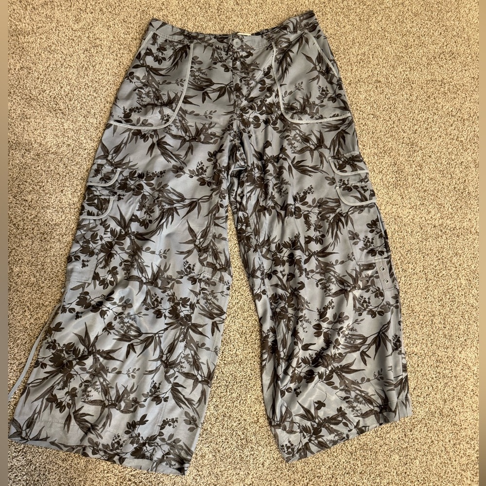 Anthropologie Blue Floral Wide Leg Pants